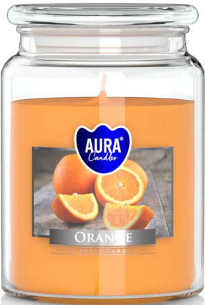 Duża świeca Pomarańcza w szkle z wieczkiem snd99-63 Aura