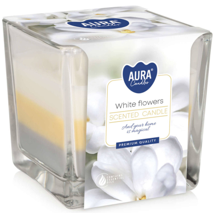 Świeca zapachowa trójkolorowa Białe Kwiaty snk80-179 Aura