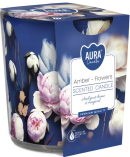Świeca zapachowa Bursztyn - Kwiaty w prostym szkle z wzorem sn72s-57 Aura