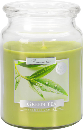 Duża świeca Zielona Herbata w szkle z wieczkiem snd99-83