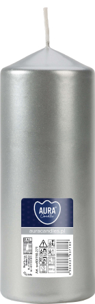 Świeca walec srebrny metalik sw60/150-271