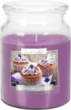 Duża świeca Blueberry Dessert w szkle z wieczkiem od Bispol